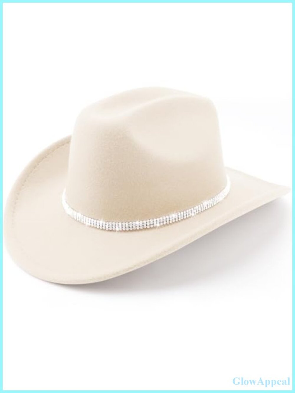 Vintage Western Cowboy Hat Wide Brim Felt Fedora with Rhinestone Buckle Retro